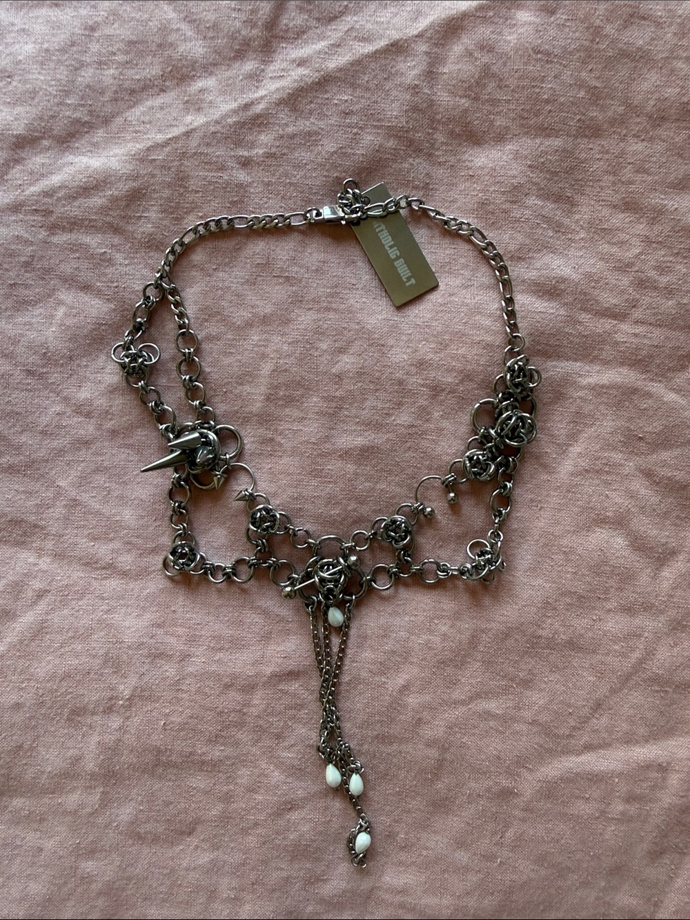 Pearl Drip Rosette Statement Necklace and Earrings Set - Picture 4 of 4